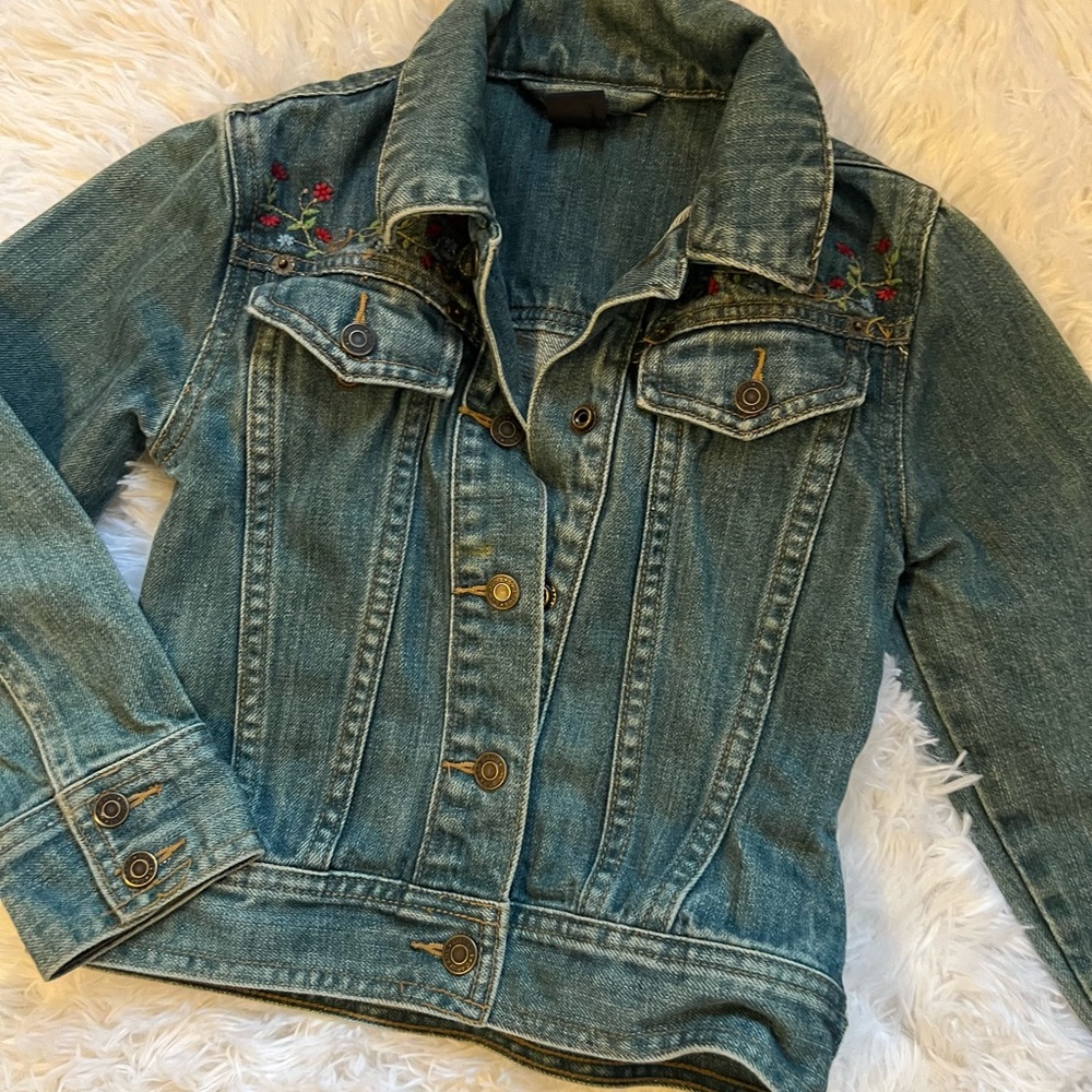 Girls GAP Blue Jean Jacket with Embroidery